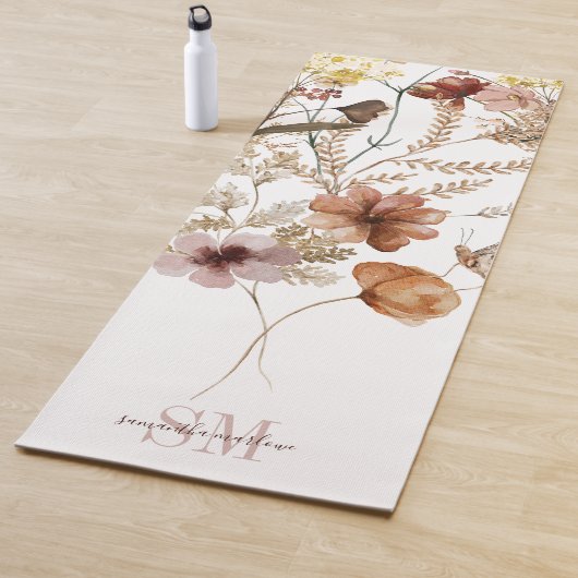 Wildblume Botanisch Mit Monogramm Yogamatte (Beispiel)