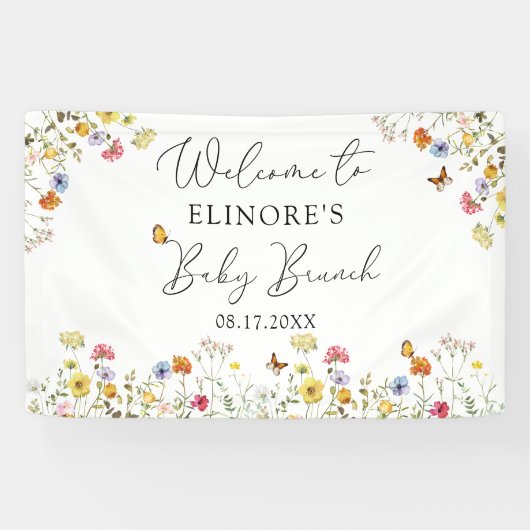 Wildblume Botanische Babydusche Begrüßungsbanner Banner (Horizontal)