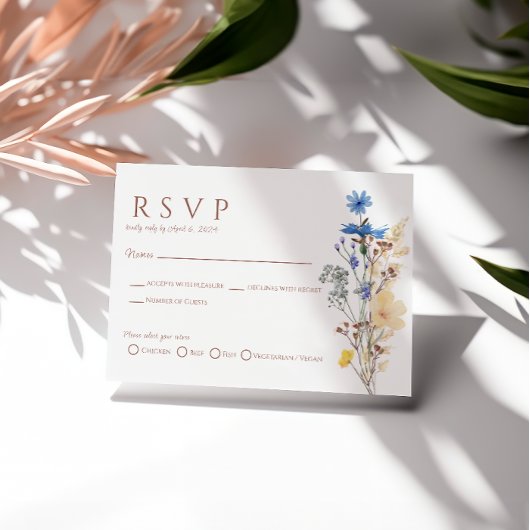 Wildblume Botanische Hochzeitskarte RSVP Karte
