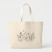 Wildblume Botanische Linie Art Traumtasche Jumbo Stoffbeutel (Vorne)