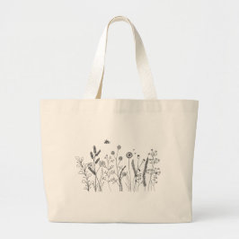 Wildblume Botanische Linie Art Traumtasche Jumbo Stoffbeutel