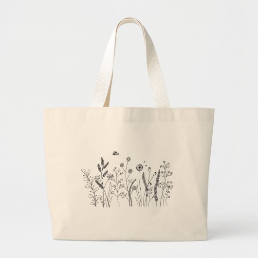 Wildblume Botanische Linie Art Traumtasche Jumbo Stoffbeutel (Vorne)
