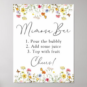 Wildblume Botanische Mimosa Brunch Bar Sign Poster