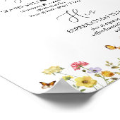 Wildblume Botanische Signatur Getränke Hochzeitssk Poster (Ecke)