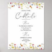 Wildblume Botanische Signatur Getränke Hochzeitssk Poster (Vorne)