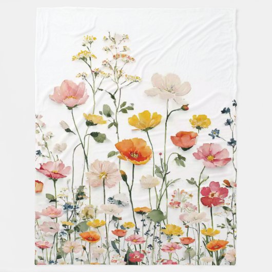 Wildblume Botanische Wasserfarbe Fleecedecke (Vorderseite)