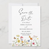 Wildblume Botanischer farbiger Frühling Save The Date (Vorderseite)