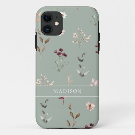 Wildblume Botanischer Floral Name Monogramm Case-Mate iPhone Hülle (Rückseite)