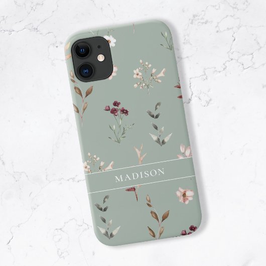 Wildblume Botanischer Floral Name Monogramm Case-Mate iPhone Hülle