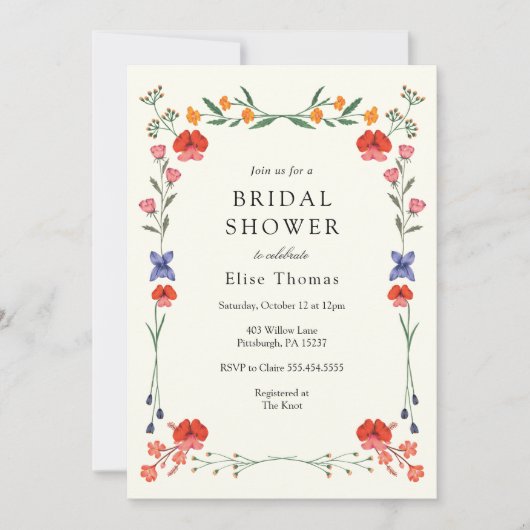 Wildblume Botanischer Garten Brautparty Einladung (Vorderseite)