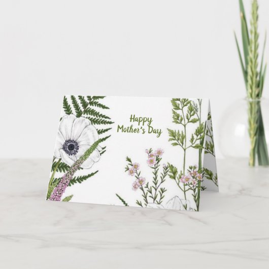 Wildblume Botanischer Muttertag Karte (Vorderseite)