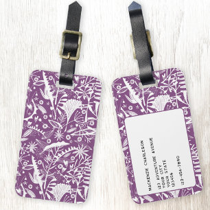 Wildblume Botanischer Plum Lila Personalisiert Gepäckanhänger