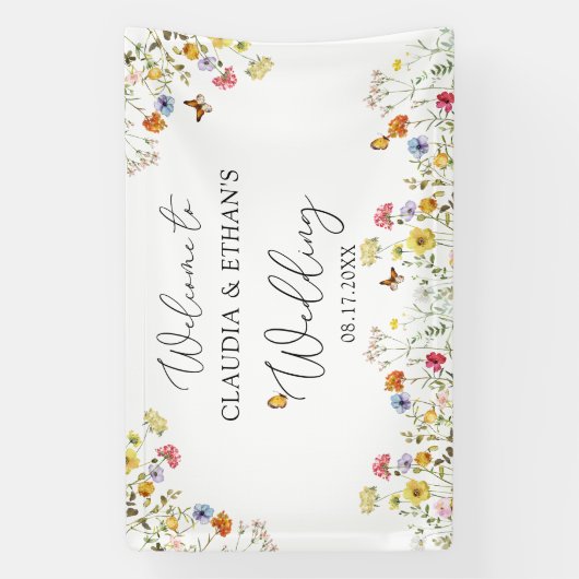 Wildblume Botanisches Begrüßungszeichen Banner (Vertikal)