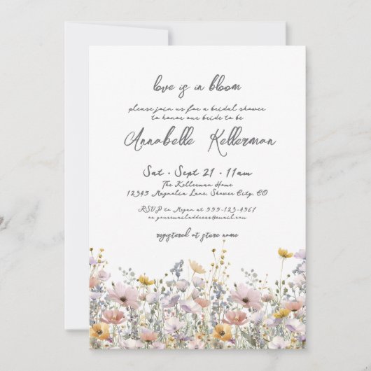 Wildblume Botanisches Boho-Brautparty Einladung (Vorderseite)