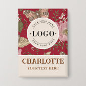 Wildblume Botanisches Geschäftslogo Button (Vorderseite)