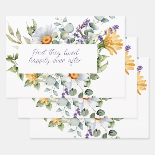 Wildblume Bouquet Aquarellfarben Blume Rahmen Geschenkpapier Set (Set)