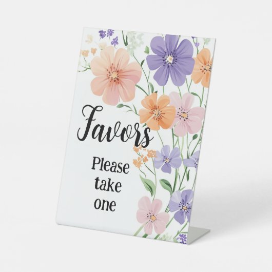 Wildblume Bouquet Blumenfavoriten Nehmen Sie bitte Sockelschild (Vorderseite)