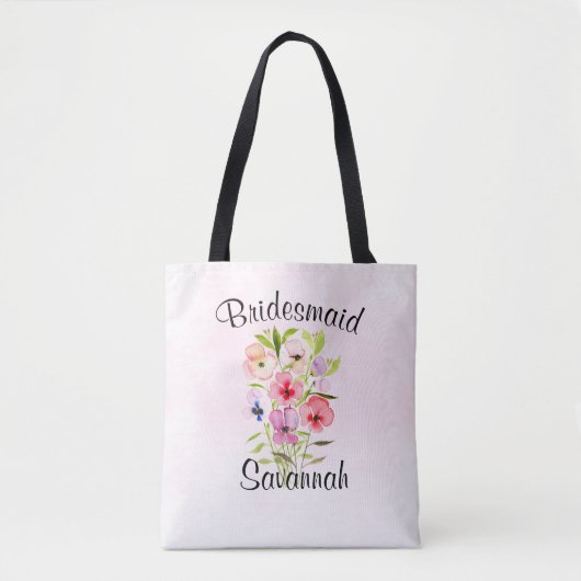 Wildblume Bouquet Bridesmaid Hochzeit Tasche (Vorderseite)