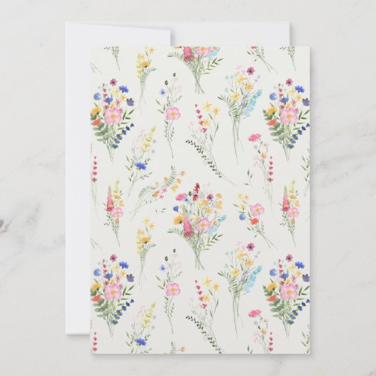 Wildblume Bouquet & Butterfly Brautparty Einladung (Rückseite)