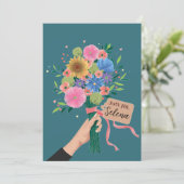 Wildblume Bouquet Dankeskarte (Stehend Vorderseite)