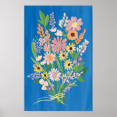 Wildblume Bouquet Farben Gouache Malerei Art Poster (Vorne)
