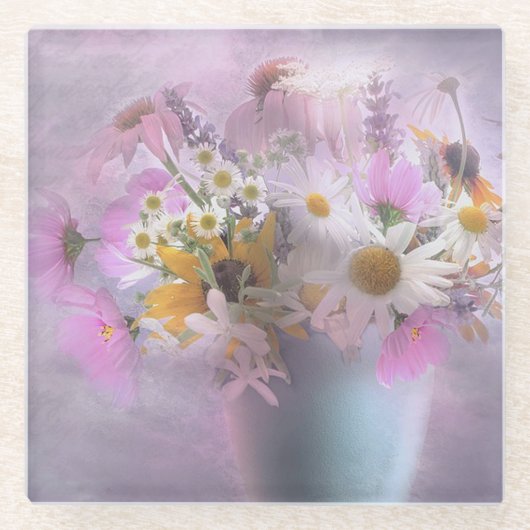 Wildblume Bouquet Glasuntersetzer (Vorderseite)