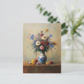 Wildblume Bouquet im Vase Stillleben Postkarte (Stehend Vorderseite)