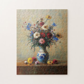 Wildblume Bouquet im Vase Stillleben Puzzle