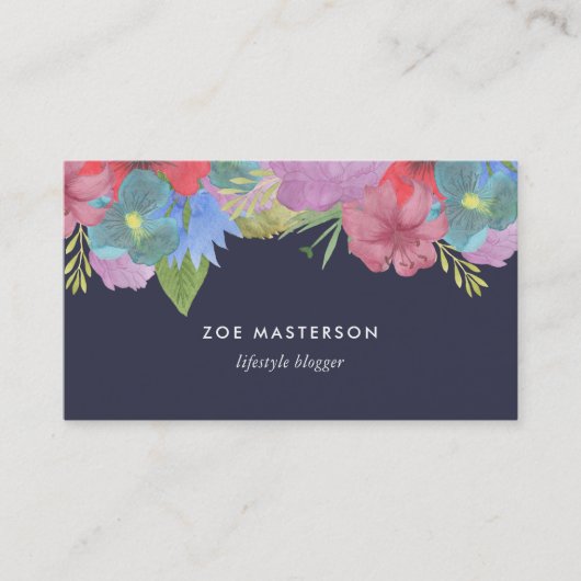 Wildblume Bouquet | Midnight Blue Visitenkarte (Vorderseite)