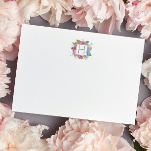 Wildblume Bouquet Mit Monogramm Stationery Card Mitteilungskarte