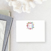 Wildblume Bouquet Monogram Post-it Klebezettel
