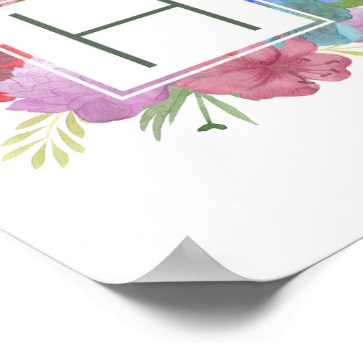 Wildblume Bouquet Monogram Poster (Ecke)