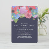 Wildblume Bouquet Navy | Verlobungsparty Einladung (Stehend Vorderseite)