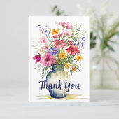 Wildblume Bouquet Personalisiert Dankeskarte (Stehend Vorderseite)