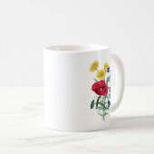 Wildblume Bouquet, Poppies Botanische Illustration Kaffeetasse (VorderseiteRechts)