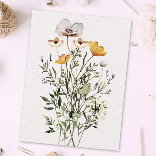 Wildblume Bouquet Postkarte