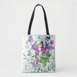 Wildblume Bouquet Red Blue Pink Aquarellbild Tasche