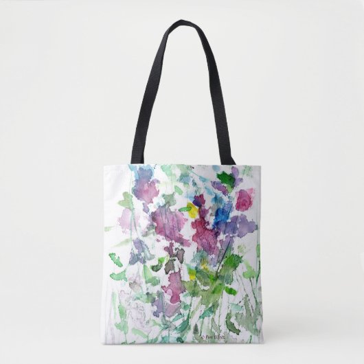 Wildblume Bouquet Red Blue Pink Aquarellbild Tasche (Vorderseite)