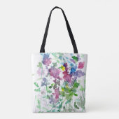 Wildblume Bouquet Red Blue Pink Aquarellbild Tasche (Rückseite)