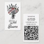 Wildblume Bouquet Rustic Minimal Floral QR Code Visitenkarte (Vorne/Hinten)
