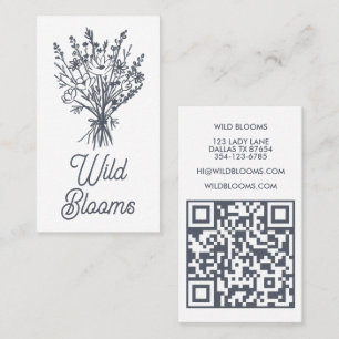 Wildblume Bouquet Rustic Minimal Floral QR Code Visitenkarte
