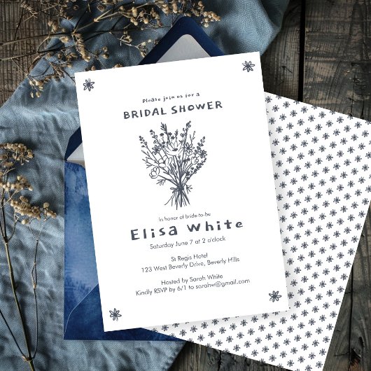 Wildblume Bouquet Rustic Whimsical Brautparty Einladung