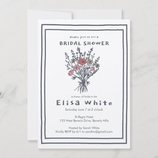 Wildblume Bouquet Rustic Whimsical Brautparty Einladung (Vorderseite)