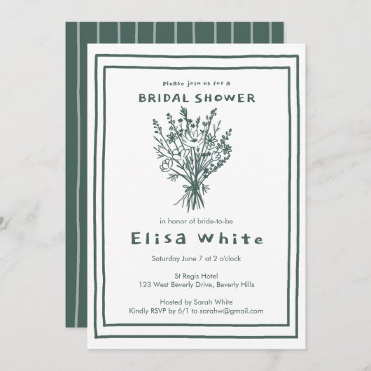 Wildblume Bouquet Rustic Whimsical Brautparty Einladung (Vorne/Hinten)