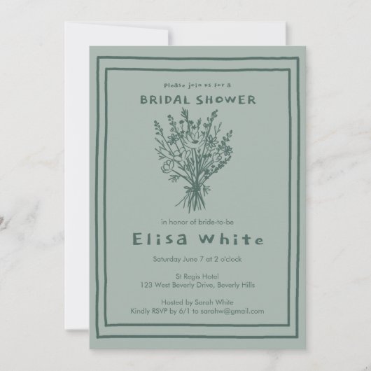 Wildblume Bouquet Rustic Whimsical Brautparty Einladung (Vorderseite)