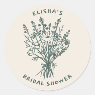 Wildblume Bouquet Rustic Whimsical Brautparty Runder Aufkleber