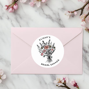 Wildblume Bouquet Rustic Whimsical Brautparty Runder Aufkleber