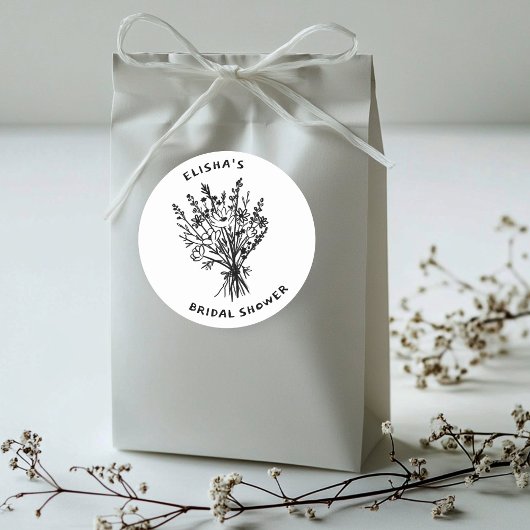 Wildblume Bouquet Rustic Whimsical Brautparty Runder Aufkleber