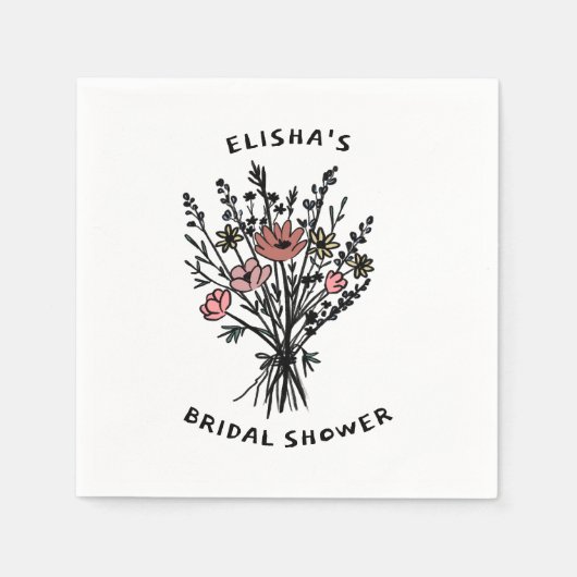 Wildblume Bouquet Rustic Whimsical Brautparty Serviette (Vorderseite)