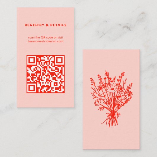 Wildblume Bouquet Rustic Whimsical QR Code Bridal Begleitkarte (Vorne/Hinten)